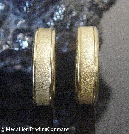 18k Yellow Gold Brushed & Polished 24mm 1 inch Wedding Band Hoop Earrings Milor