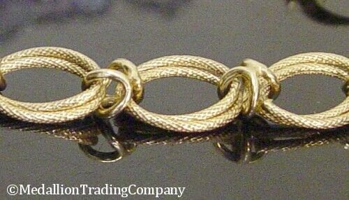 14k Yellow Gold Double Textured Oval Twist Link Rolo 10mm Wide Bracelet 7.5 Inch
