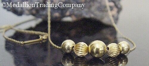 14k Yellow Gold Ribbed & Plain 7-9 mm Authentic Add a Bead Ball 25" Necklace