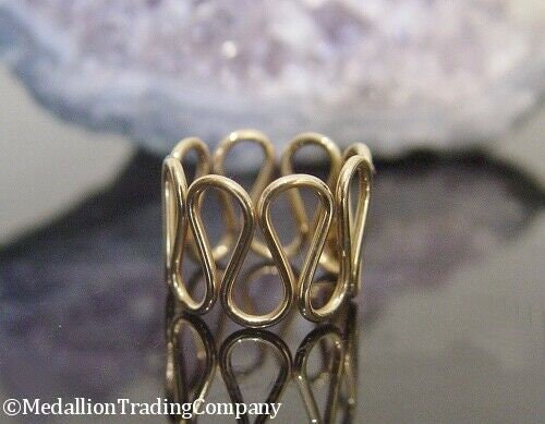 14k Yellow Gold QVC EternaGold Wave Swirl Eternity 15mm Wide Band Size 8 Ring