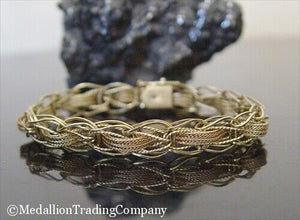 Vintage 14K Yellow Gold Wire Link Mesh Starter Charm Bracelet Small Wrist 6.5 in