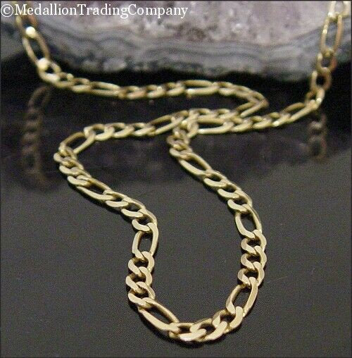 HEAVY 14k Solid Yellow Gold 4mm 3-1 Figaro Link Chain 19" Necklace 9.2 grams