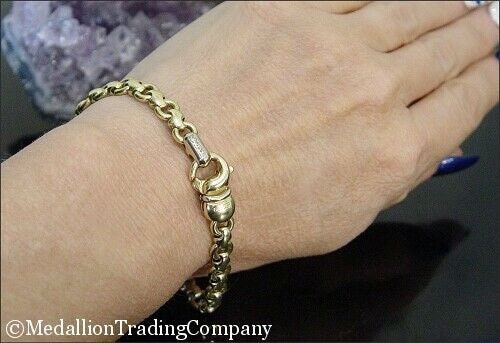 Chimento 18K Yellow White Gold 6mm Belcher Rolo Cable Link Reversible Bracelet