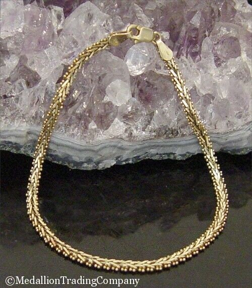 14K Solid Yellow Gold 3mm Riccio Chain Link Layer Bracelet 7 inch 5 grams