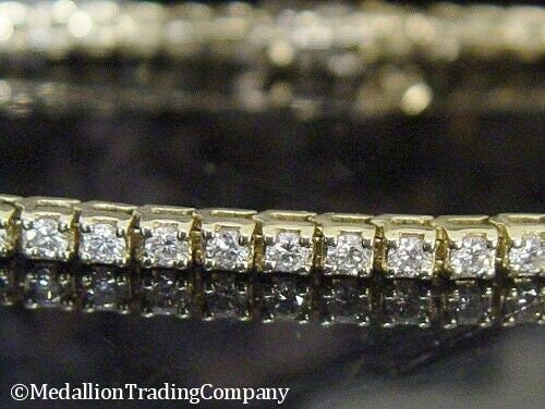 Classic 14k Solid Yellow Gold 3.15 Carat Natural Diamond Line Tennis Bracelet 8"