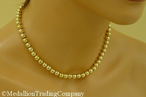 Vintage 14k Yellow Gold Add a Bead 7mm Floating Ball Strand Necklace16 Inch
