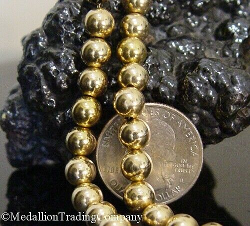 Vintage 14k Yellow Gold Add a Bead 7mm Floating Ball Strand Necklace16 Inch