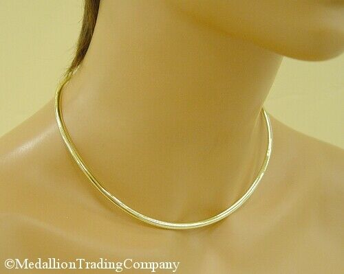 14k Plain Solid Yellow Gold 4mm Domed Snake Omega Collar Necklace 17" 18 grams