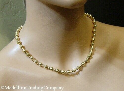 Vintage 14k Yellow Gold Add a Bead 7mm 4mm Floating Ball Strand Necklace 19 Inch