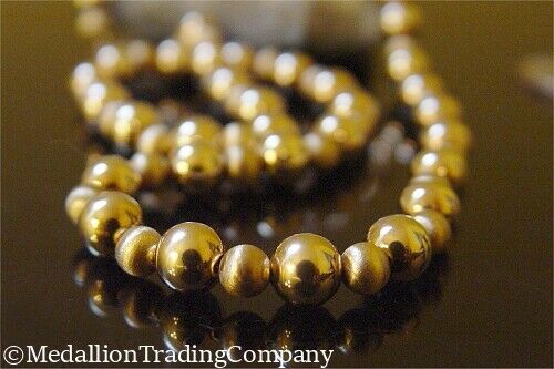 QVC 14k Yellow Eterna Gold Plain Satin Floating Ball 5-7mm Add a Bead Necklace