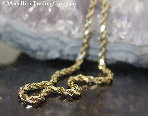 14k yellow gold 2mm diamond cut twist rope chain 26" inches long necklace 9.8 grams