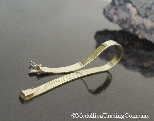 Plain 14k solid yellow gold 6 mm flat square omega bracelet 7.25 inch 16+ grams