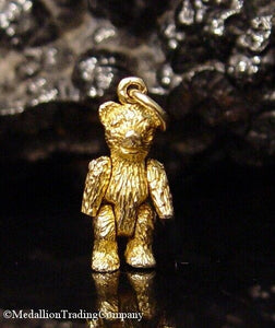 14k Yellow Gold 3d Moveable Teddy Bear Moving Arms & Legs Charm Pendant 4.75 grm