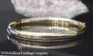 14k Yellow Eterna Gold 6mm Plain Hinged Oval 8 Inch Bracelet Safety Bar 7.1 gram