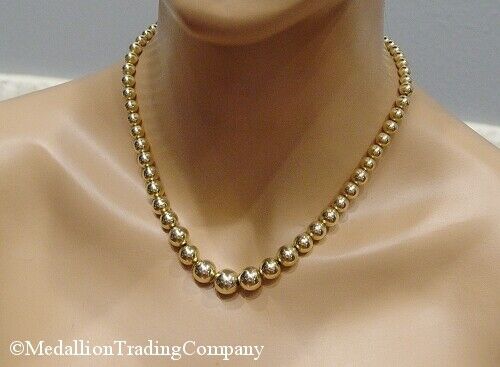 14k Yellow Gold Graduated 12mm-6mm Add a Bead Ball Strand Necklace 18.5" 11.5 gr