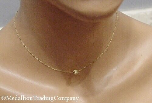 14k Yellow Gold Fluted Ribbed 7mm Add a Bead Floating Ball Layer Choker Necklace