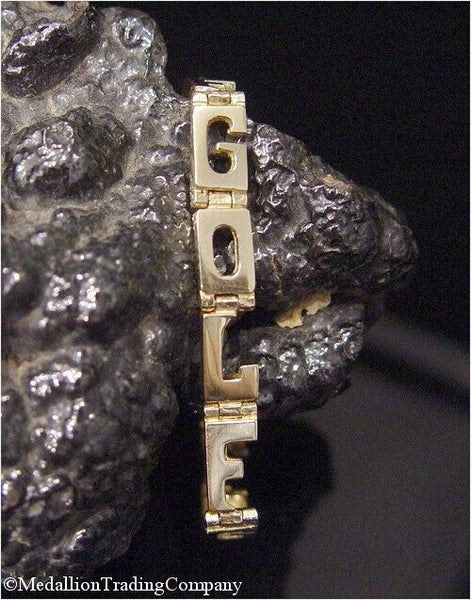 One of a Kind 14K Yellow Gold Block Letter Link GOLF Bracelet 13.26 gram 7 Inch