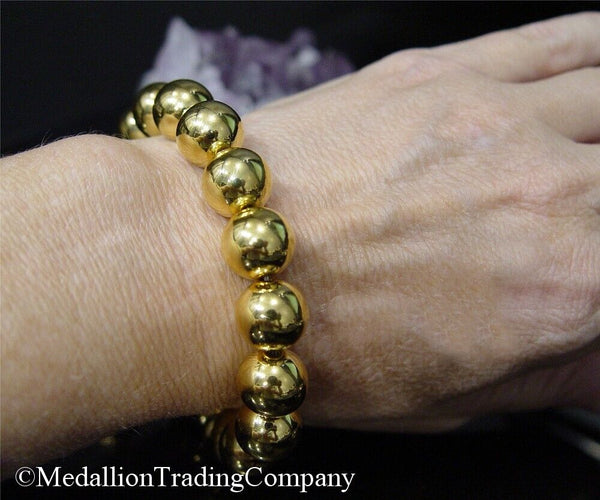 BOLD Milor 14K Yellow Gold Resin 13mm High Polish Ball Bead Bangle Bracelet