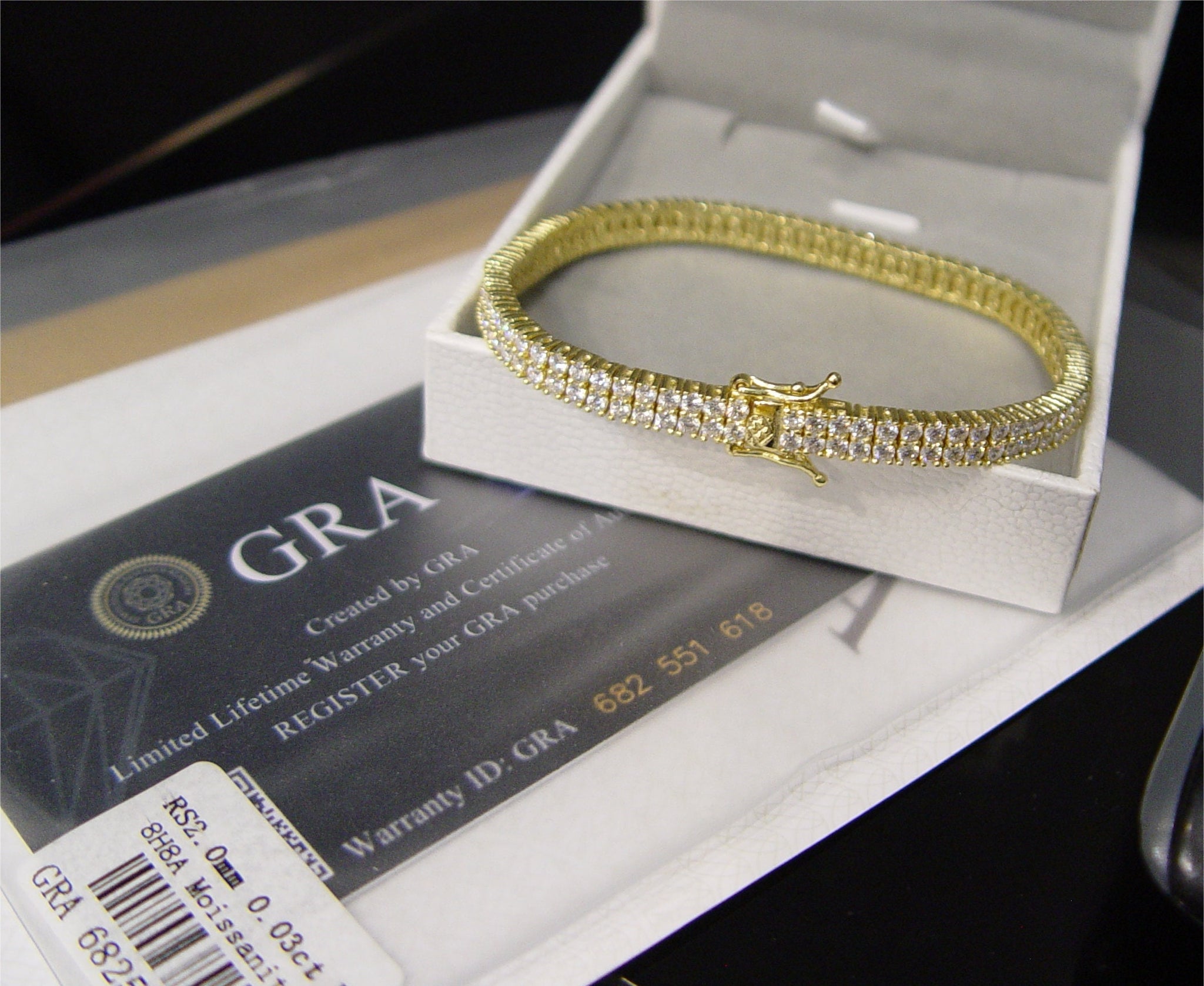 QVC 18k Yellow Gold Over Sterling Silver Moissanite Double Row Tennis Bracelet