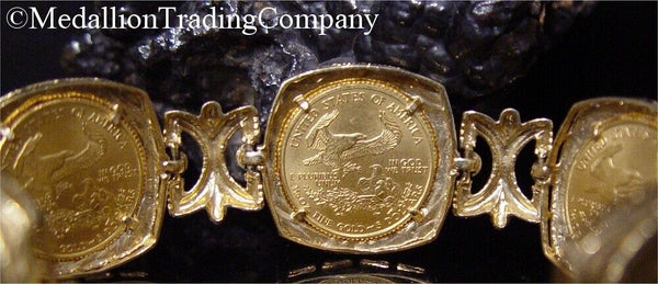 14k 22k Gold 2005 $5 Coins Liberty American Eagle 5 Coin Bracelet 36.35 grams AE
