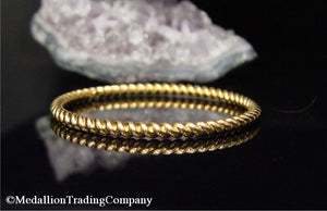 Milor Soave Oro 14K Rose Gold Resin 4mm Twist Rope Slip On Bangle Bracelet