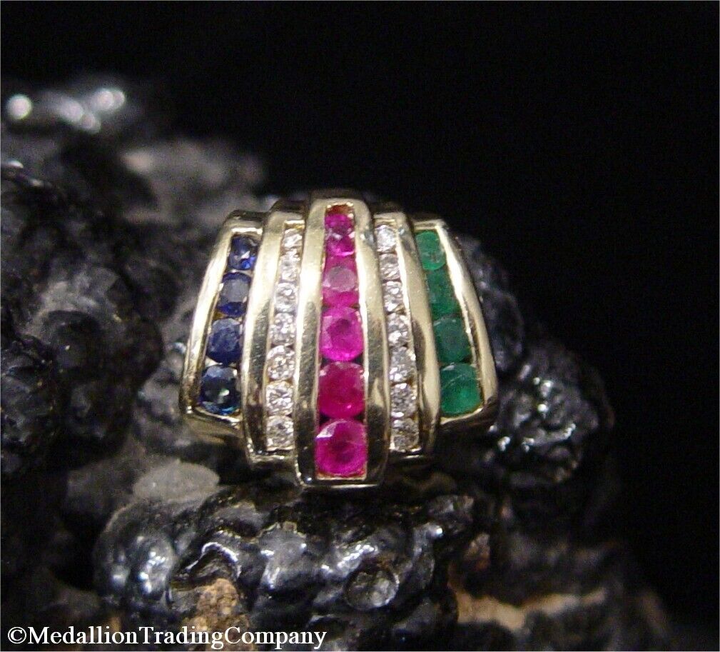 14k Gold Diamond Ruby Sapphire Emerald Clip Slide Pendant Necklace Enhancer