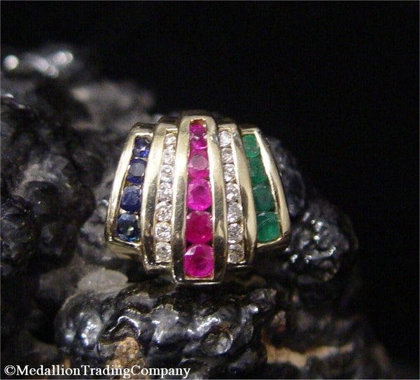 14k Gold Diamond Ruby Sapphire Emerald Clip Slide Pendant Necklace Enhancer