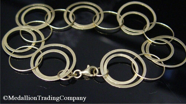 14K Yellow Gold 20mm Geometric Open Circle Modern Chain Link Bracelet