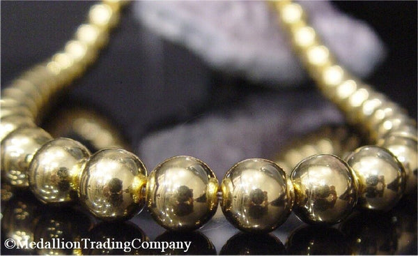 14k Yellow Gold 12mm Resin Milor Plain Ball Bead Strand Necklace 18in