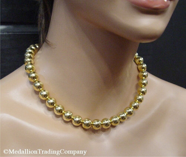 Milor 14k Yellow Gold & Resin 12mm Add a Bead Ball Strand Necklace Bracelet Set