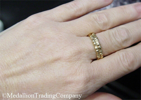 14k Solid Yellow Gold Bamboo Double Stacking Eternity 5mm Band Ring Size 6.5