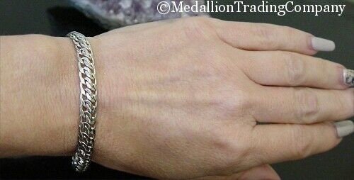 14k White Gold Infinity Curb Link 7mm Semi Flexible Bracelet Milor 7 inch 6 gram
