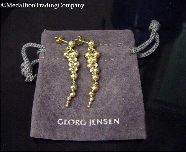 Georg Jensen 18K Yellow Gold Moonlight Grapes Diamond Drop Earrings Retail $3300