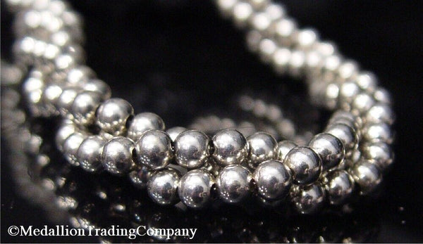 Sterling Silver 3 Strand Torsade Bead 5mm Bead Ball Twist 20" Necklace 37 grams