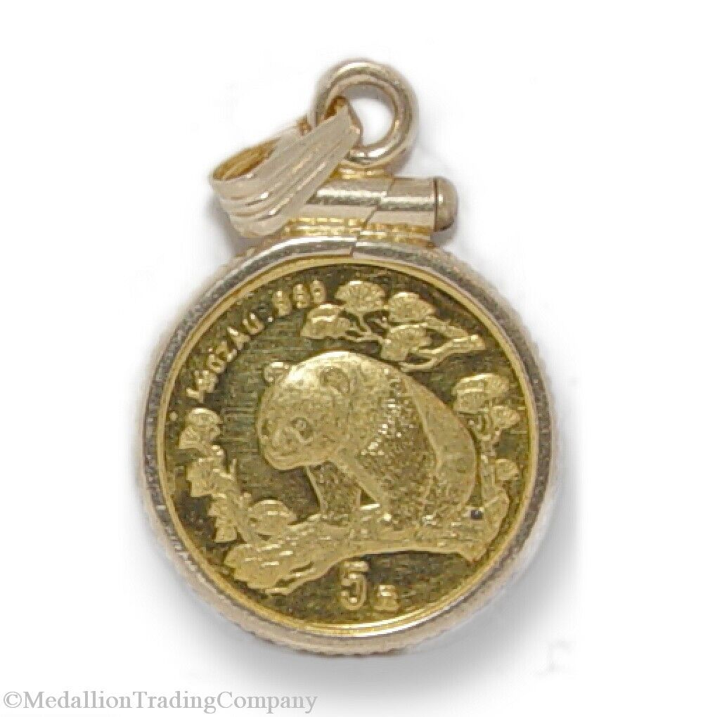 1997 5 Yuan 24K Gold Chinese Panda Coin Reversible 14k Coin Edge Clip Pendant
