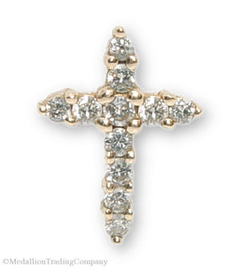 14k Yellow Gold Bright Diamond Christian Mini Cross Slide Pendant