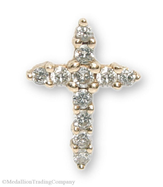 14k Yellow Gold Bright Diamond Christian Mini Cross Slide Pendant