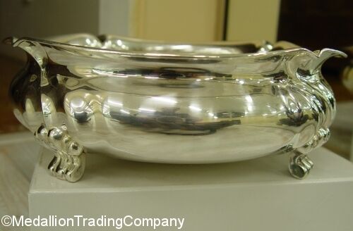 Large 835 German Sterling Silver Scalloped Footed Center Piece Fruit Bowl 720 gr