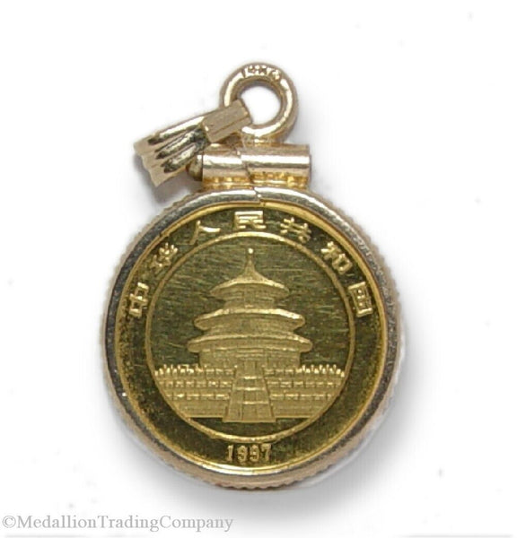 1997 5 Yuan 1/20 oz 24K Gold Chinese Panda in Tree Coin Reversible Clip Pendant