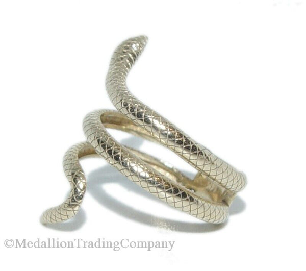 14k Yellow Gold Coiled Serpent Snake Diamond Bypass Wrap Ring Size 6