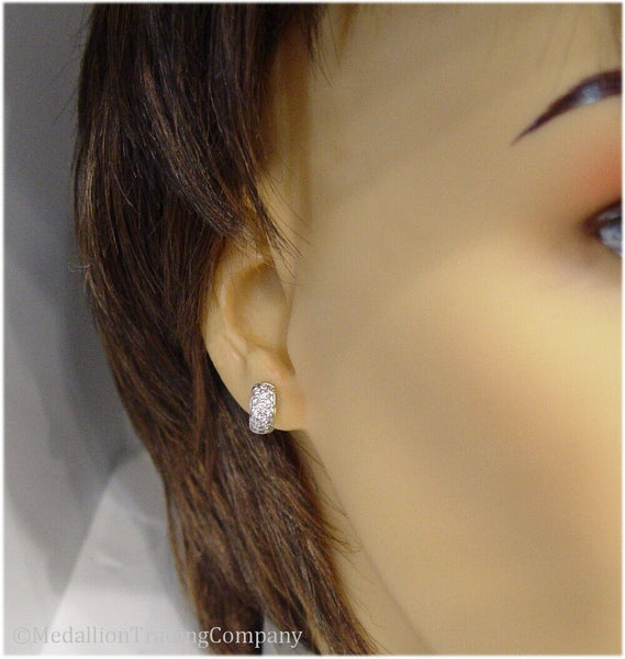 14k Yellow Gold .48 Carat Diamond 5mm Wide .40 Inch Huggie Mini Hoop Earrings