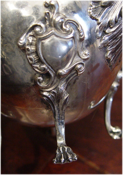 French Antique 1890 Sterling Coffee Tea Pot Louis Coignet XV Claw Foot 20+ ozt