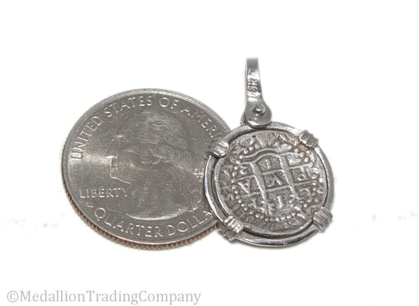 14k White Gold Pendant Silver Coin from Atocha Shipwreck Bars