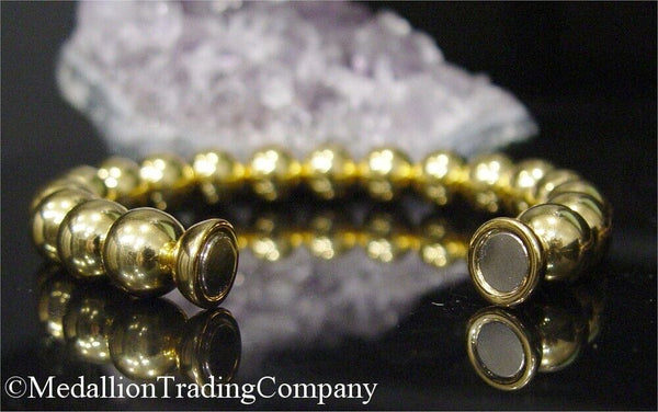 Milor 14K Yellow Gold Resin 12mm High Polish Ball Bead Bangle Bracelet 7.5 Inch