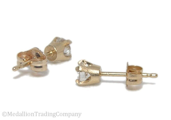 14k Yellow Gold .40 Carat Round FIERY Diamond Solitaire Studs Earrings VS2 G