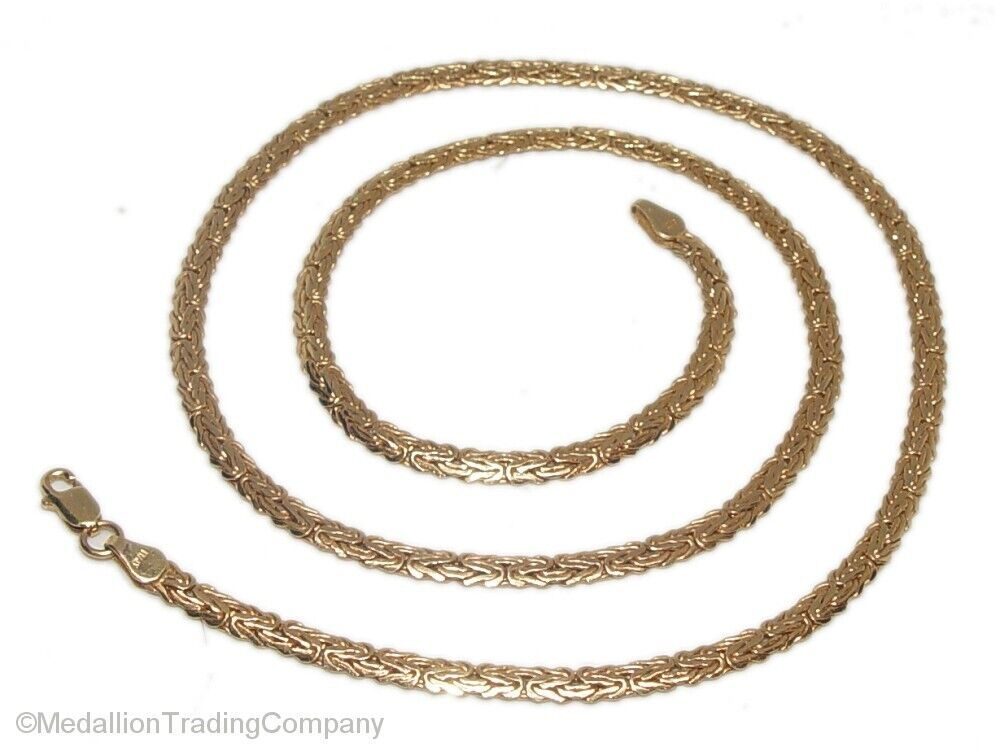 14k Yellow Gold 4mm Byzantine Chain Necklace 22 inches 9.81 Grams