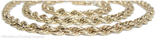 14k Solid Yellow Gold Twisted Rope Chain Necklace 5mm 21.5 inches 12.5 Grams